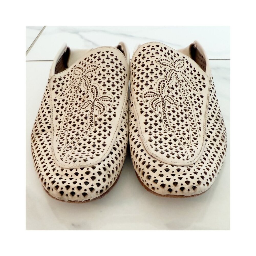 Anthropologie Lola Cruz Palm Perforated Ballet Flat Slides US8 EU38 - Picture 5 of 15